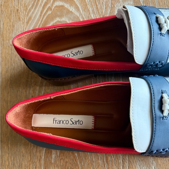 NWOT FRANCO SARTO Carolyn Patriotic Loafers Red Blue White Women’s Size 8.5W - Picture 7 of 13